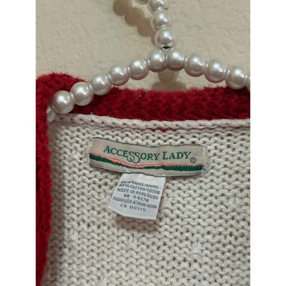 Vintage Christmas 1980's White Christmas Sweater Knitted Cardigan Toys Hong Kong - Picture 4 of 7